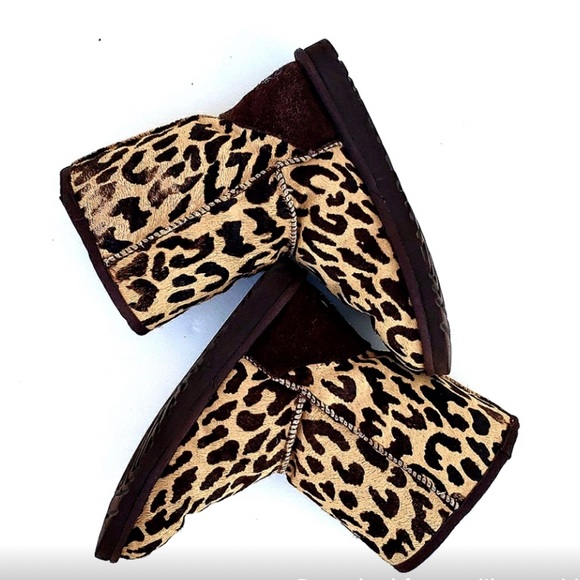 UGG Classic Short Boot Calf Hair Exotic Cheetah Print Leather Women's Size 5 - Picture 6 of 8